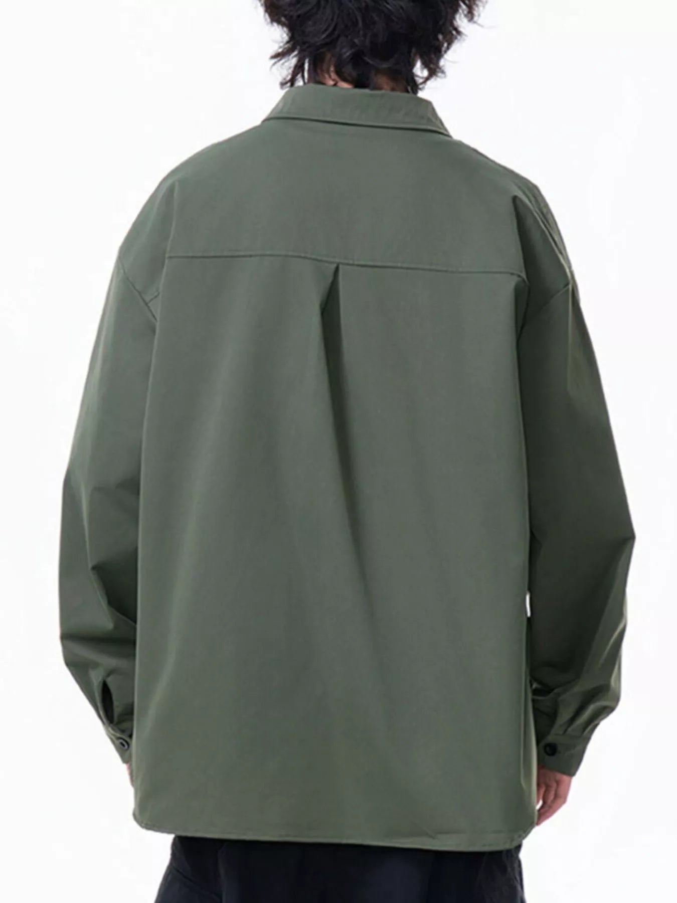 Men's Plus Size Button Up Long Sleeve Shirt - cas7m