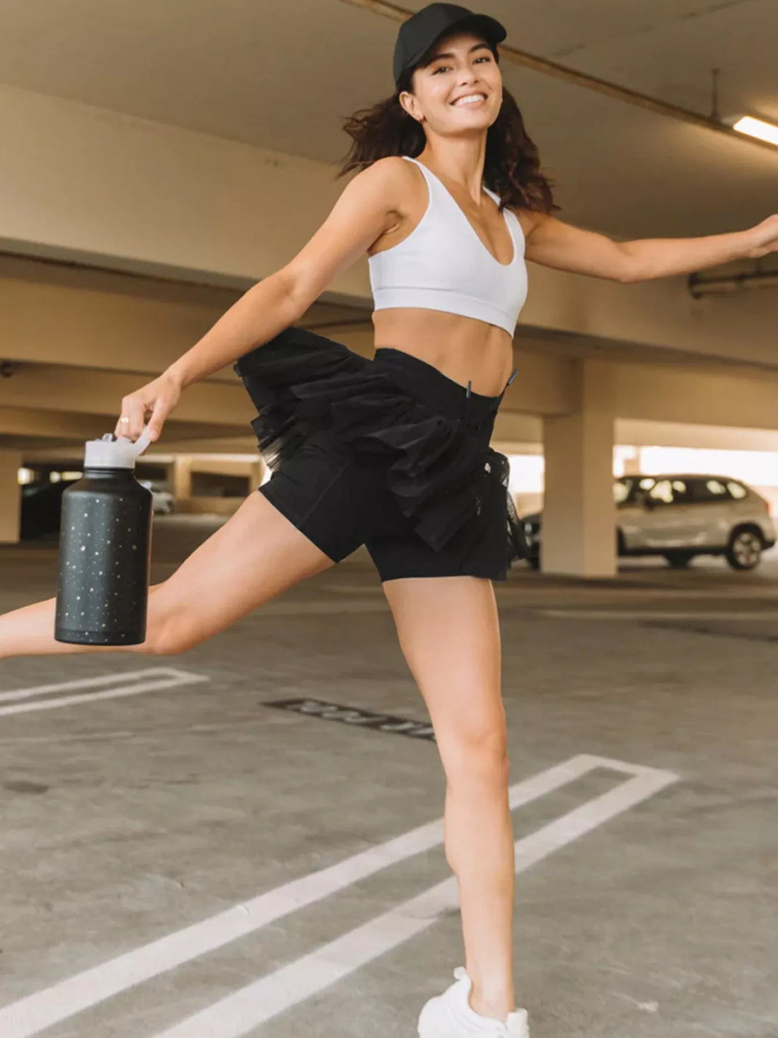 Tiered Skort with Drawstring - cas7m