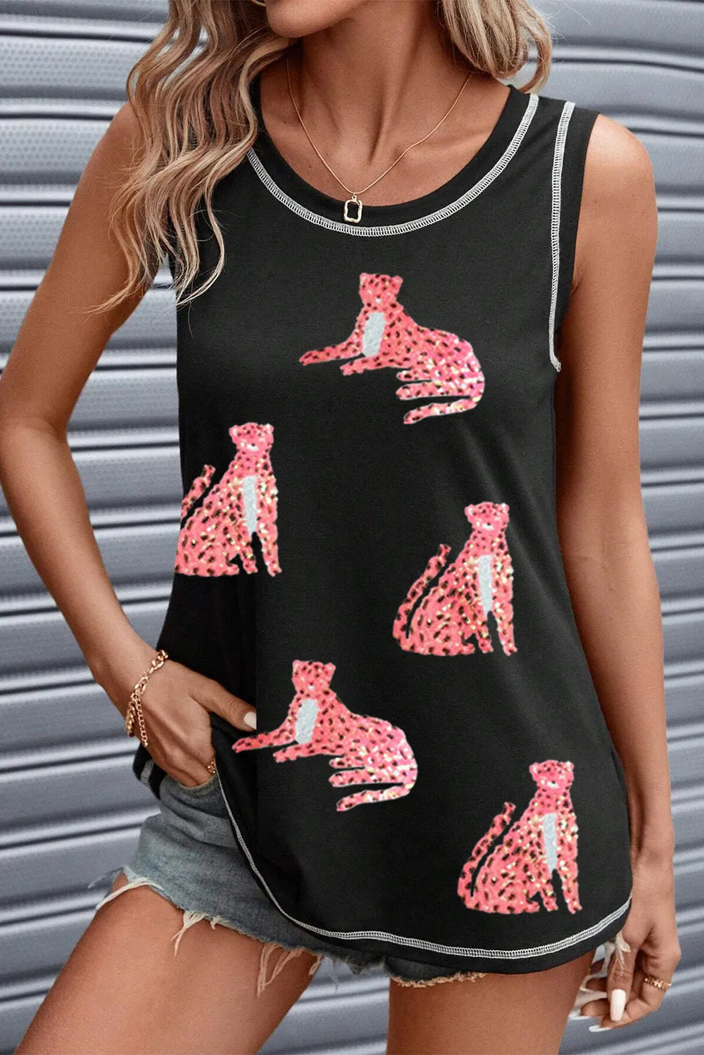 Leopard Round Neck Tank - cas7m
