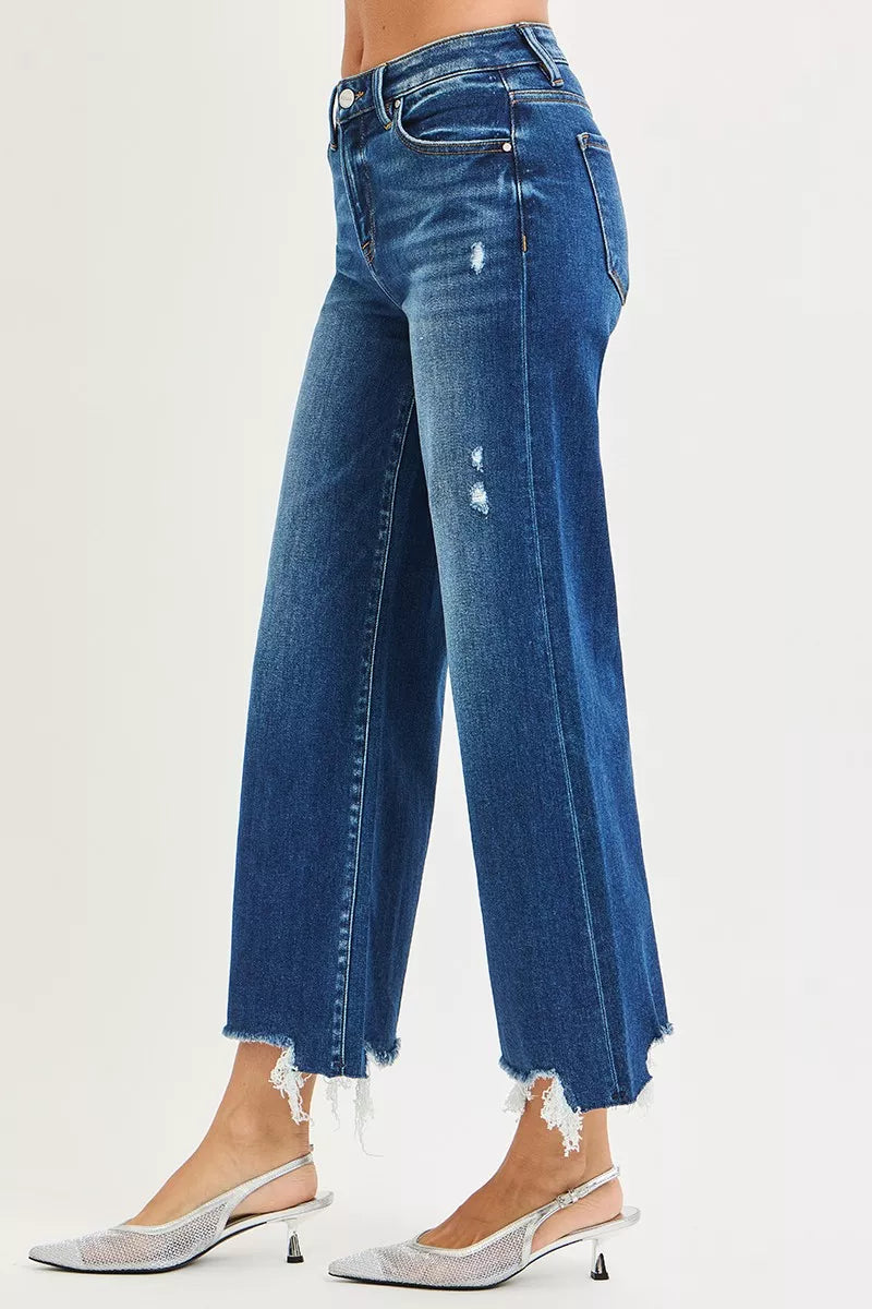RISEN High Rise Crop Wide Leg Jeans - cas7m