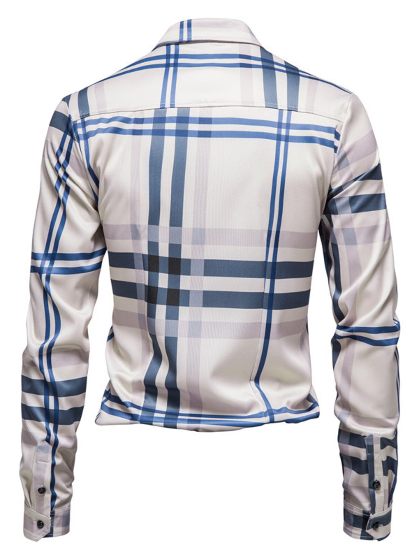 Men's Plaid Button Up Long Sleeve Shirt - cas7m