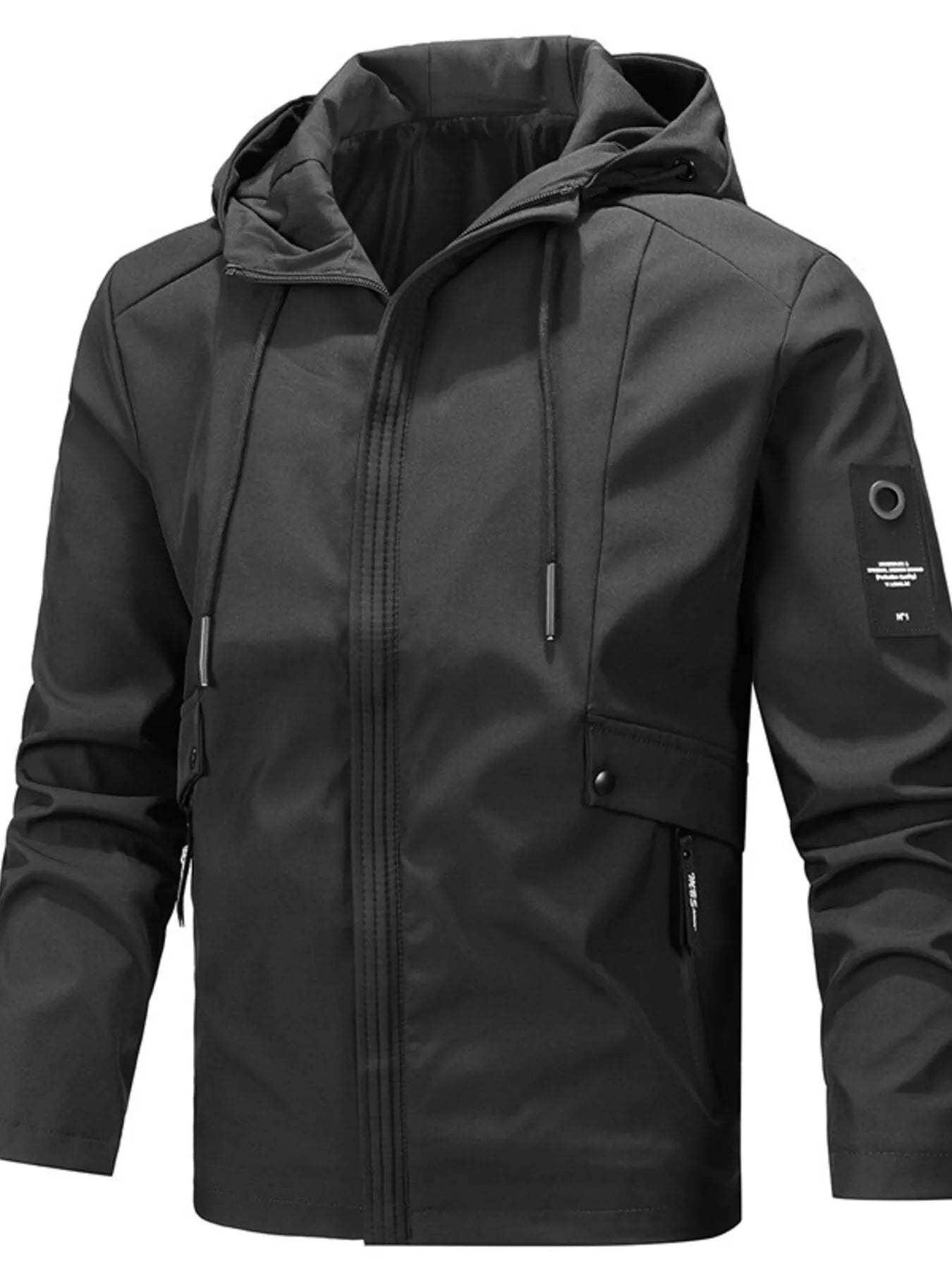 Zippered Nylon Jacket with Pockets - Lightweight & Versatile - cas7m