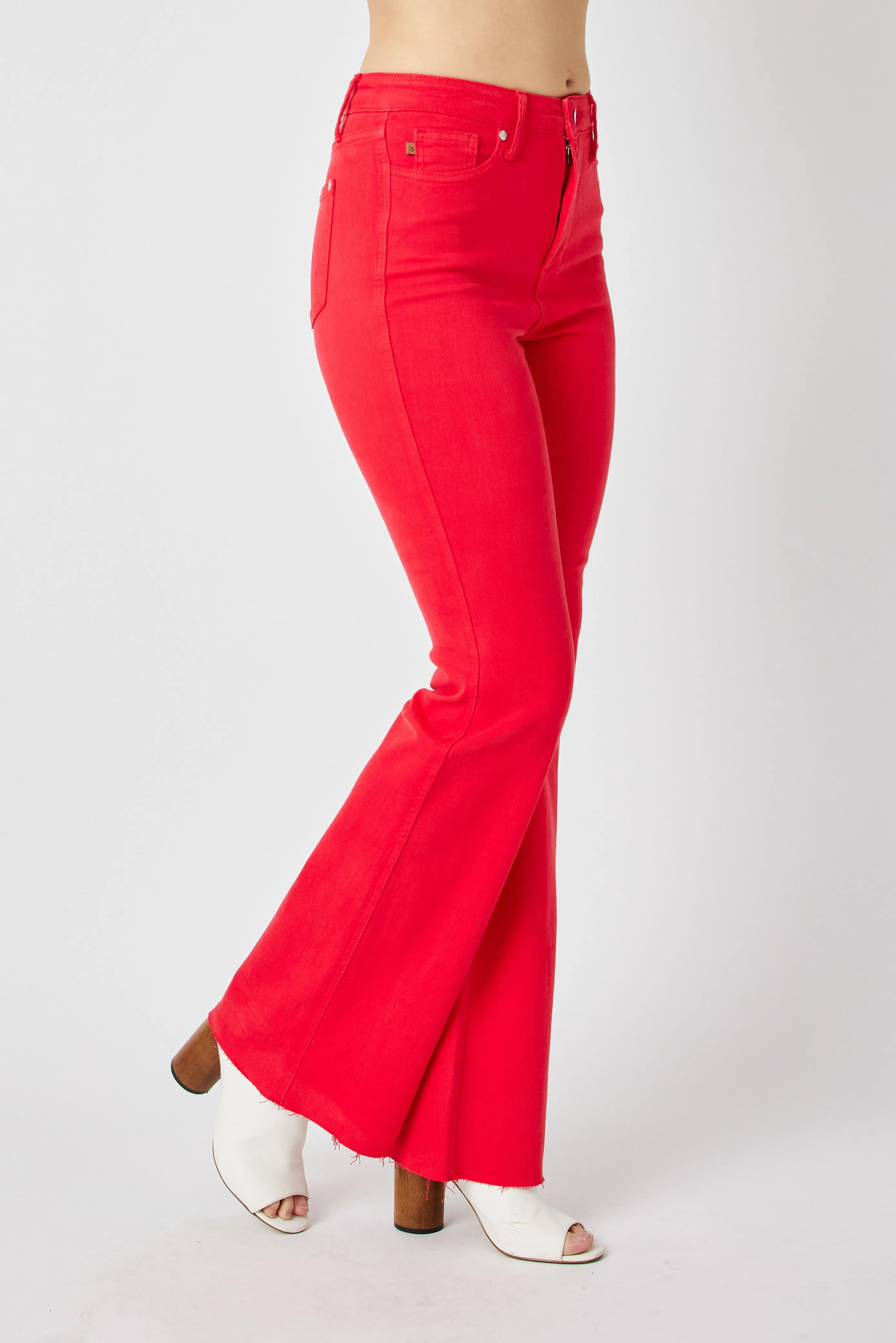 Judy Blue Full Size Hw Tummy Control Garment Dyed Flare Jeans Plus Size - cas7m