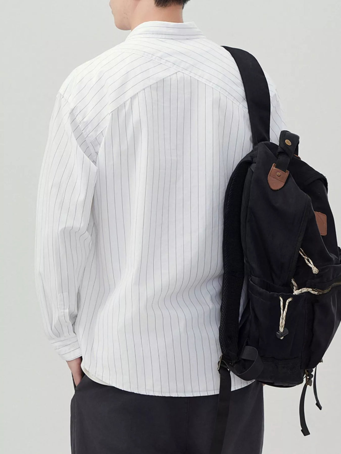 Men's Plus Size Striped Button Up Long Sleeve Shirt - cas7m