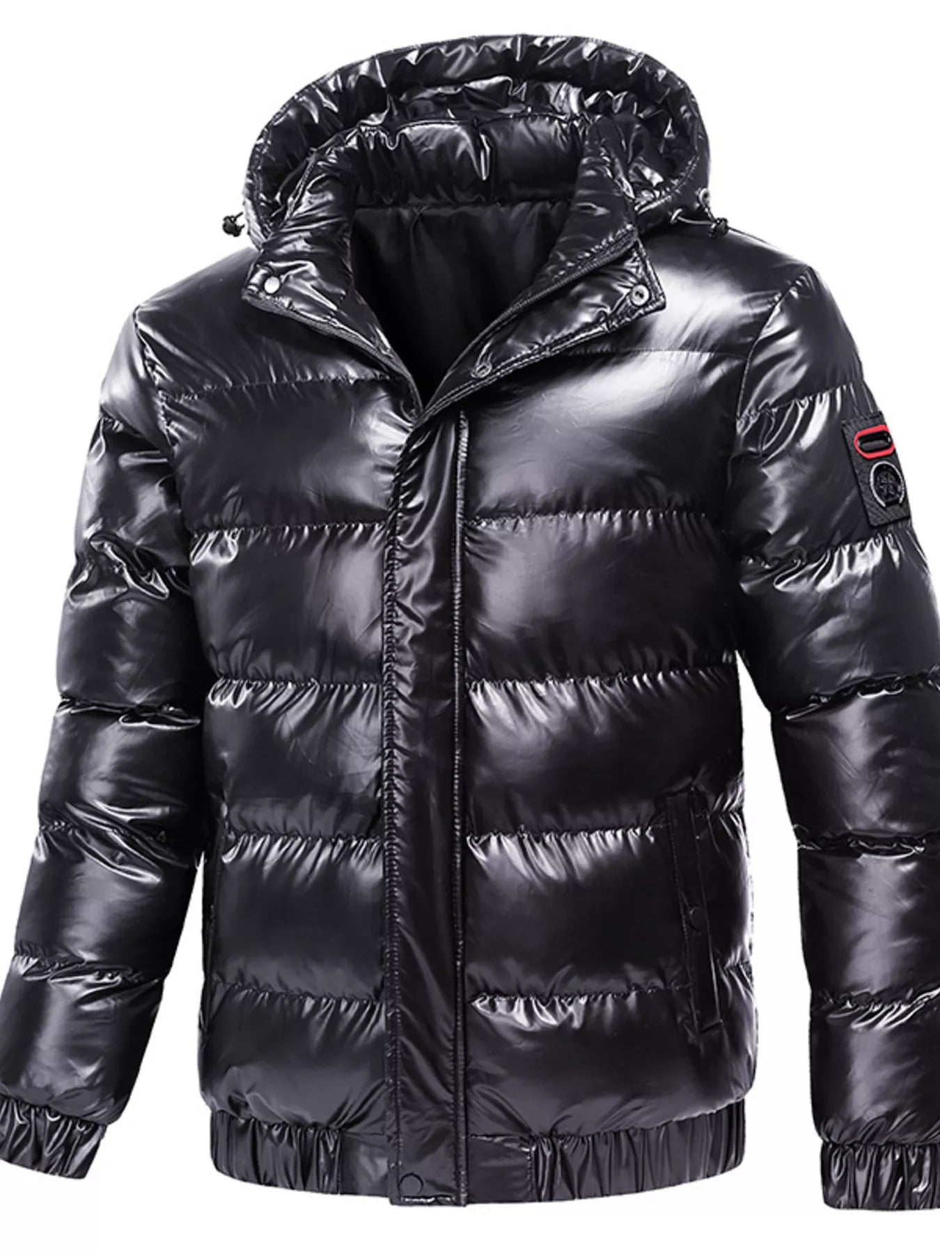 Men's Plus Size Zip Up Hooded Puffer Jacket - cas7m
