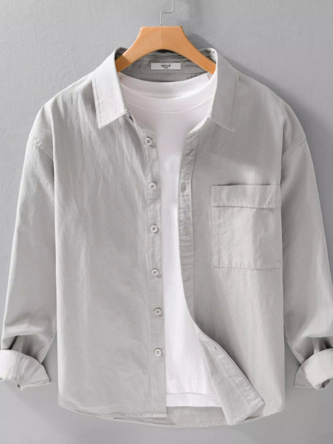 Men's Plus Size Button Up Long Sleeve Shirt - cas7m