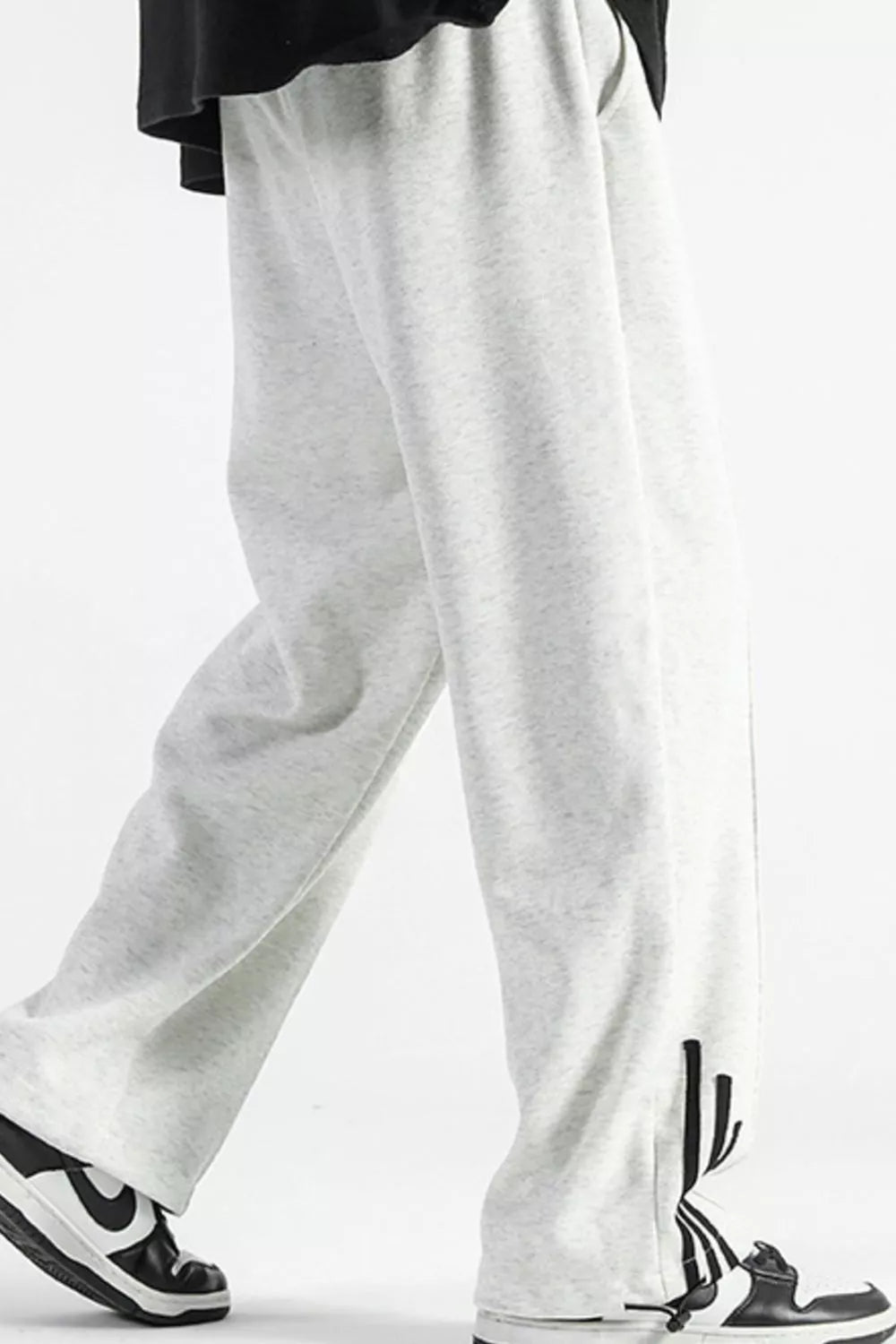 Men's Plus Size Casual Loose Fit Sweatpants with Striped Detail - cas7m