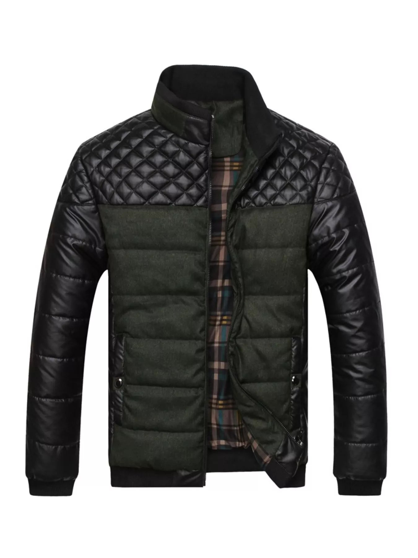 Men's Plus Size Zip Up Puffer Jacket - cas7m