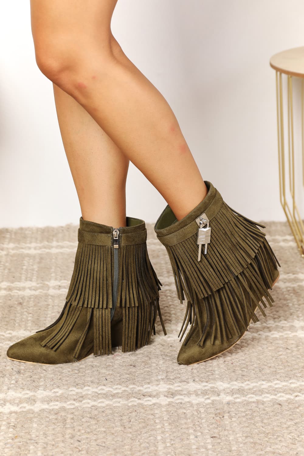 Legend Women's Tassel Wedge Heel Ankle Booties - cas7m