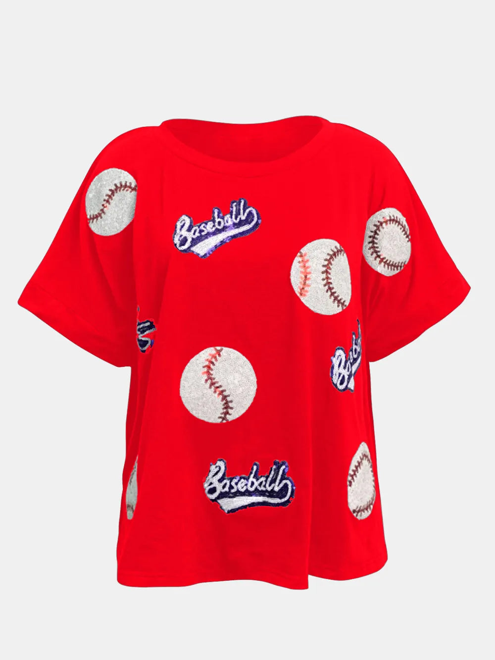 Baseball Round Neck Half Sleeve T-Shirt - cas7m