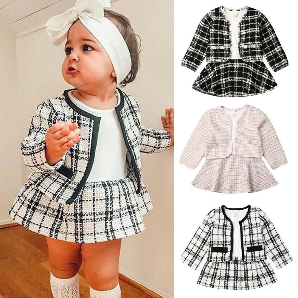 Long-sleeved Dresses Two-piece Children's Baby Small Incense Wind Suit - cas7m