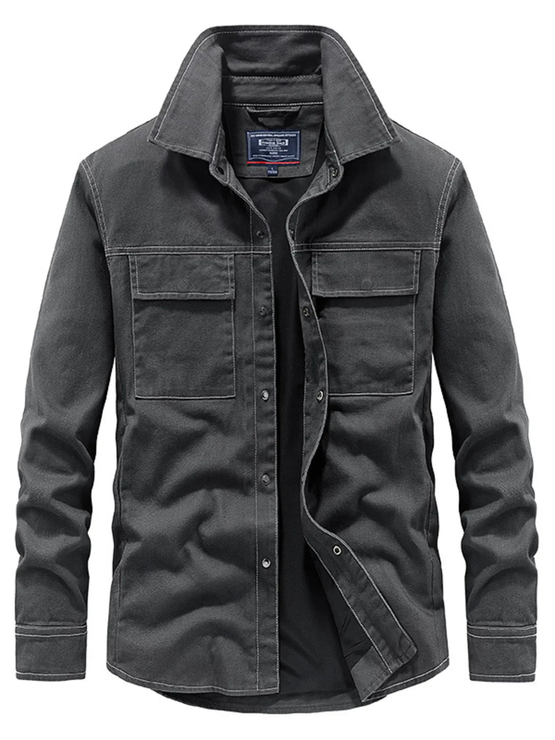 Men's Plus Size Button Up Long Sleeve Shirt - cas7m