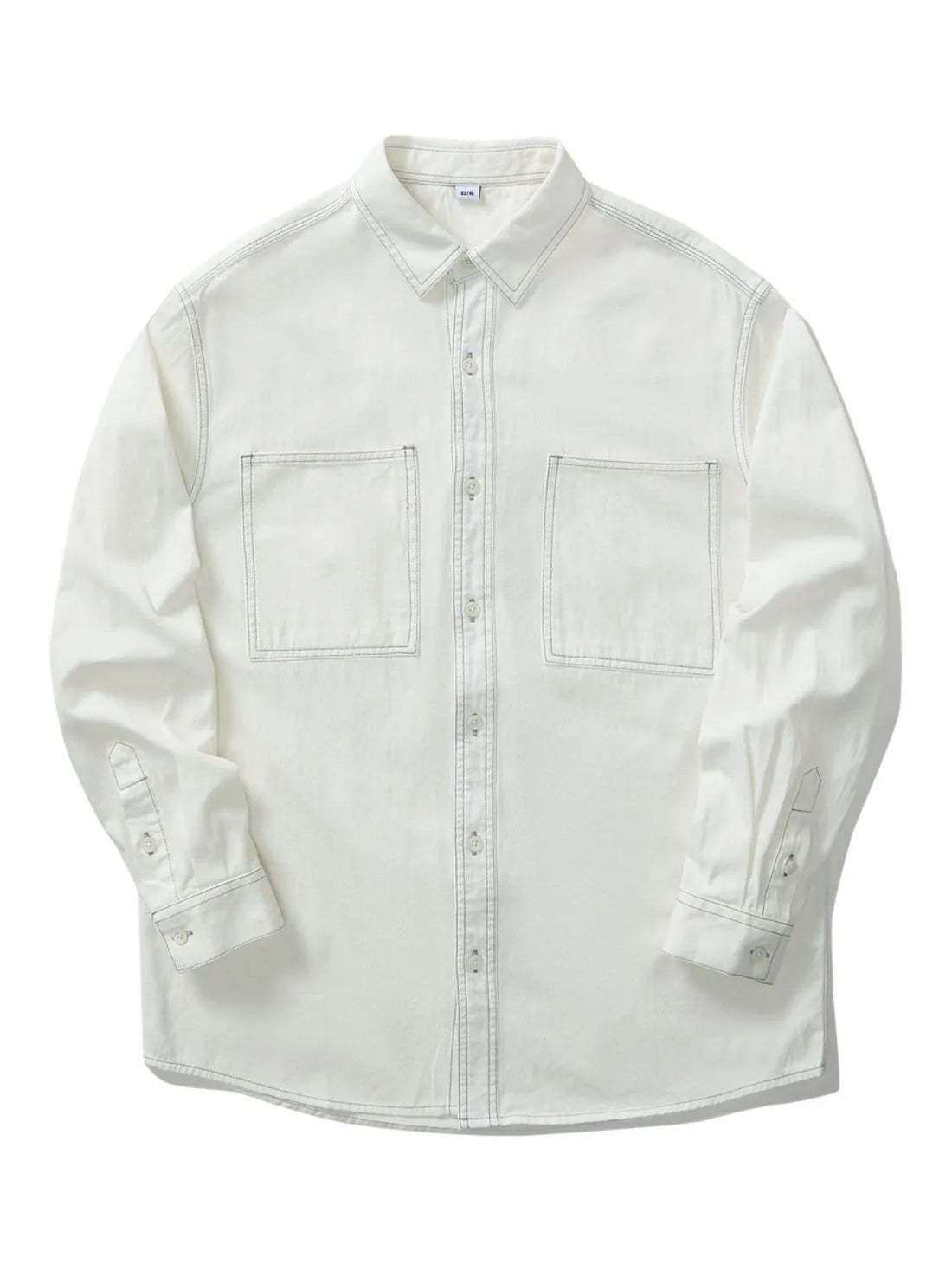 Men's Plus Size Button Up Long Sleeve Shirt - cas7m