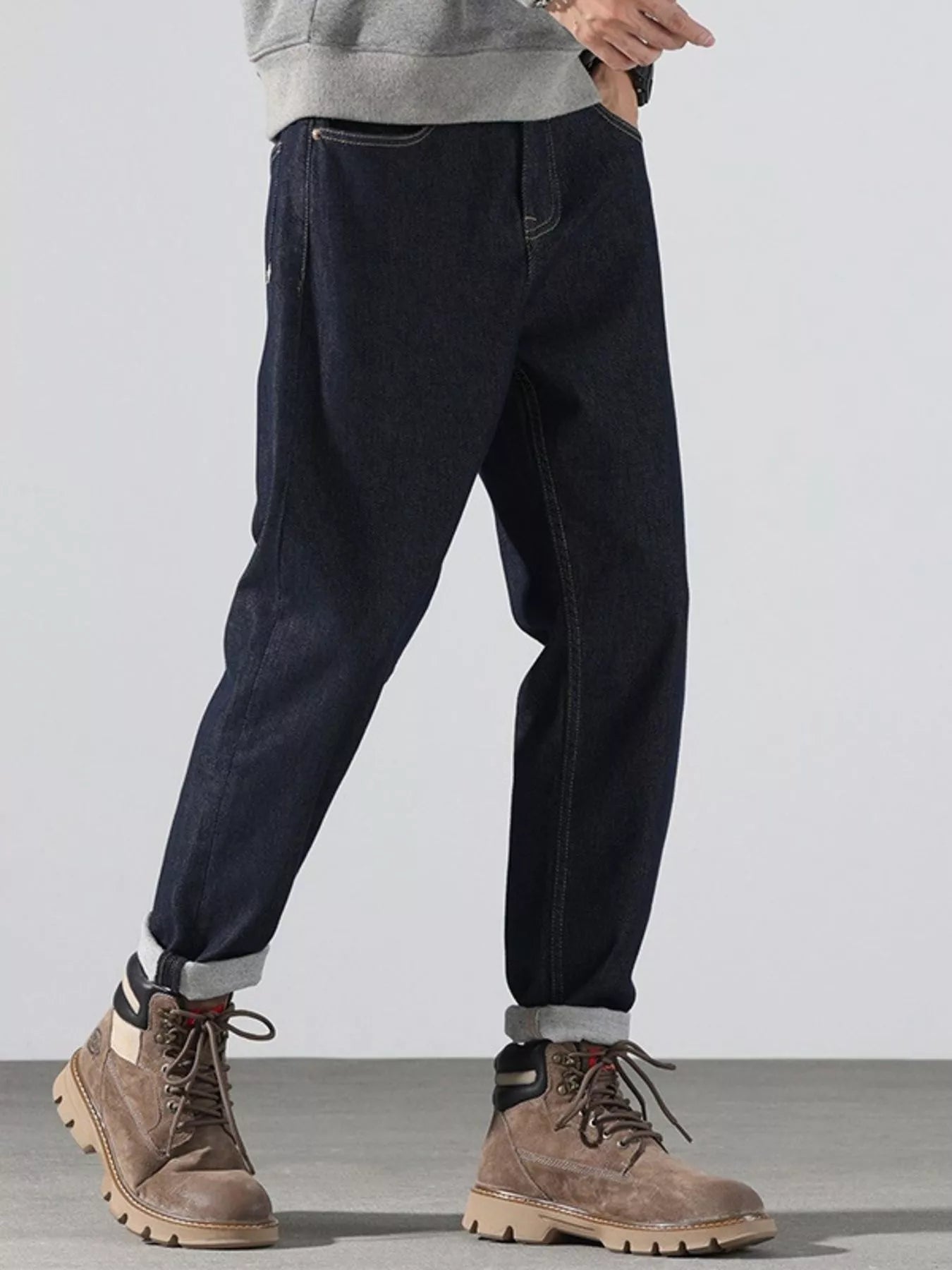 Men's Pocketed Loose Fit Jeans - cas7m