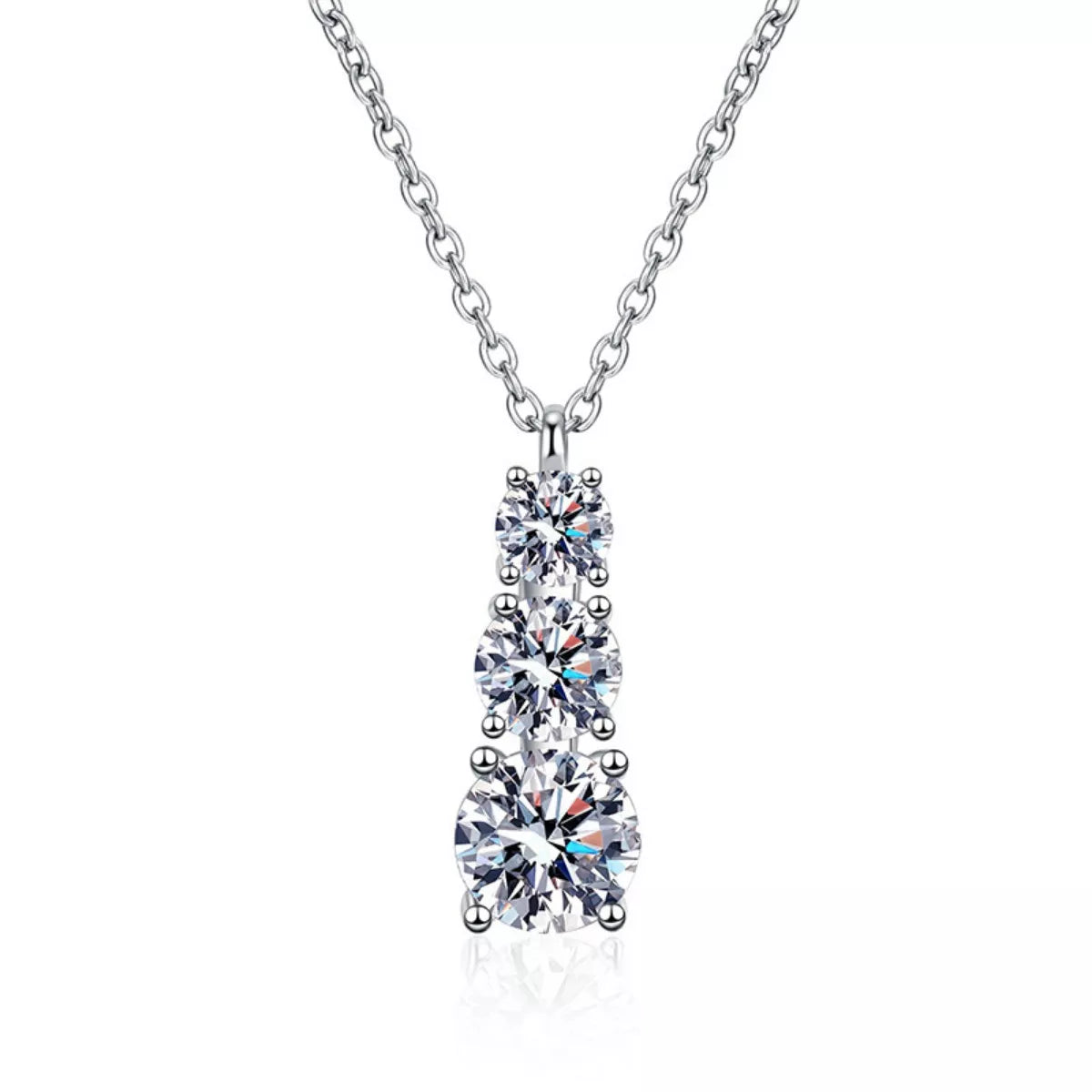 1.8 Carat Moissanite 925 Sterling Silver Pendant Necklace - cas7m