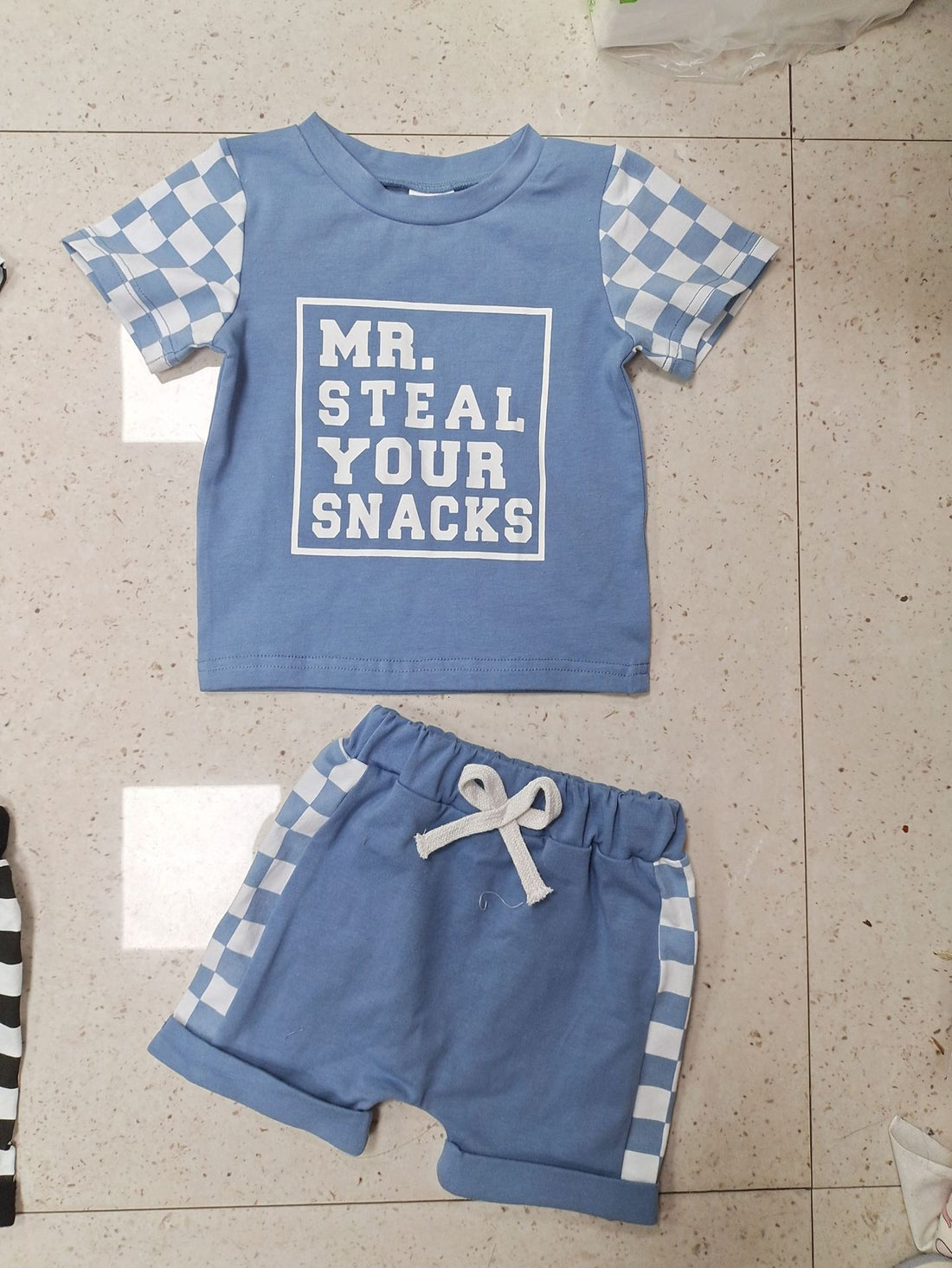 Children's Fashion Letter Print Short-sleeve Suit - cas7m