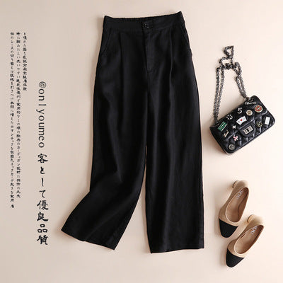 Cotton Linen Women's Wide Leg Thin Casual Pants - cas7m