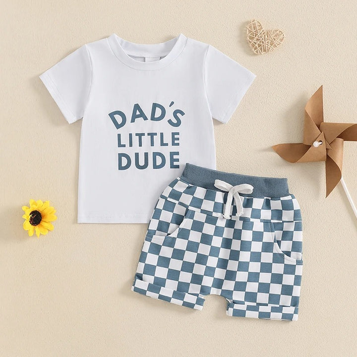 Children's Casual Letter Printed Short Sleeved Set - cas7m