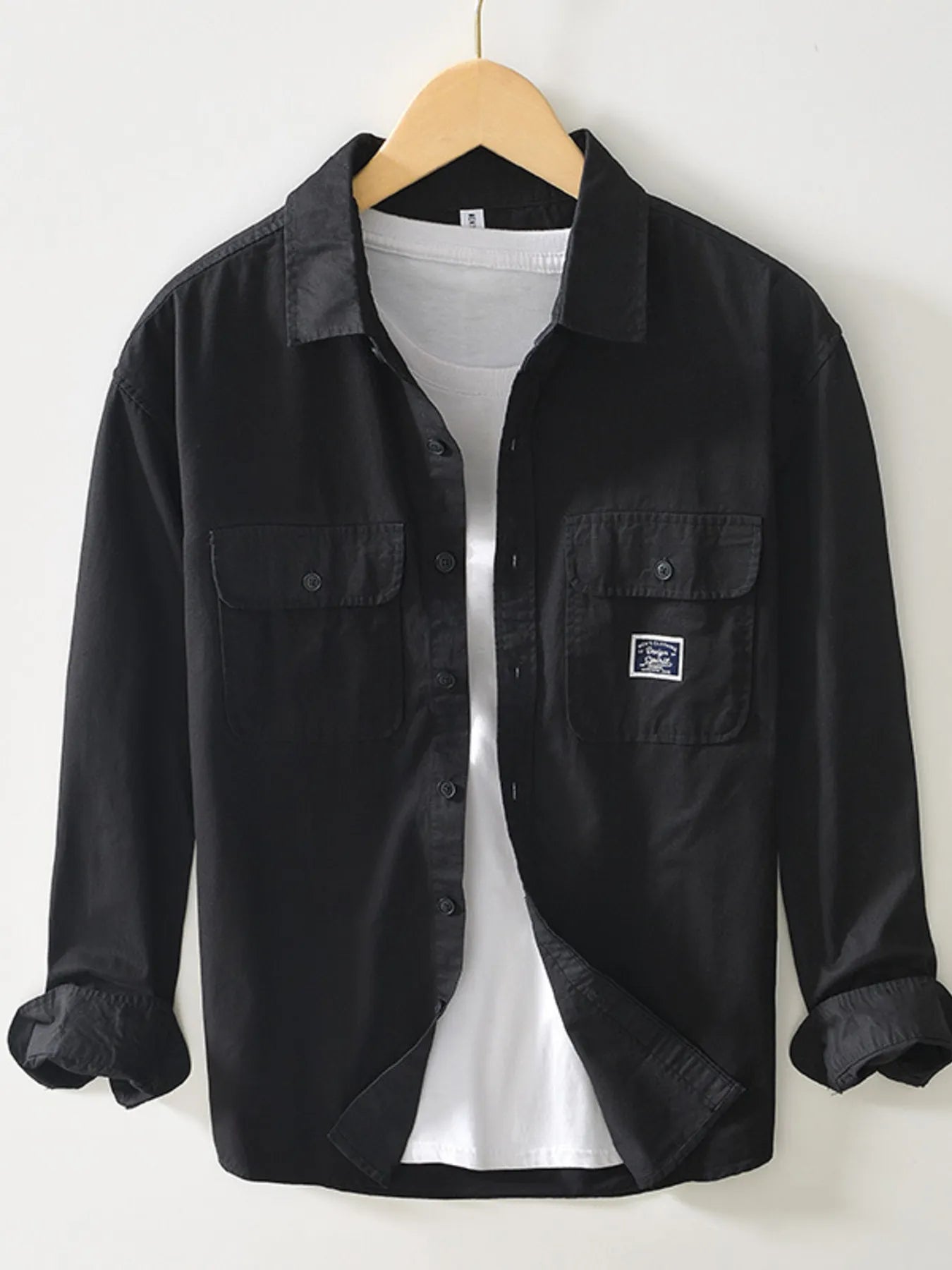 Men's Plus Size Button Up Long Sleeve Shirt - cas7m