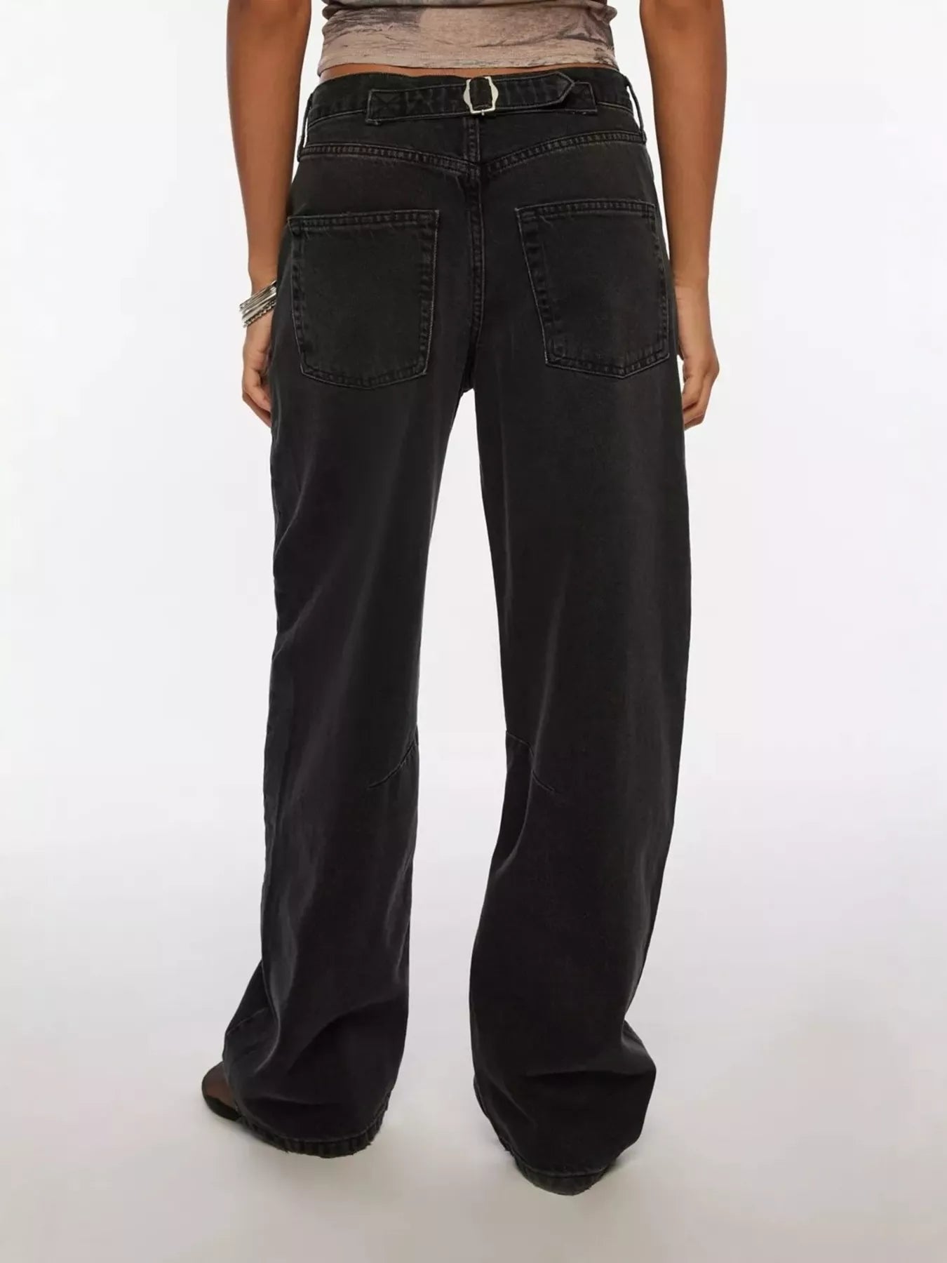 Vintage Wash Wide Leg Jeans - cas7m