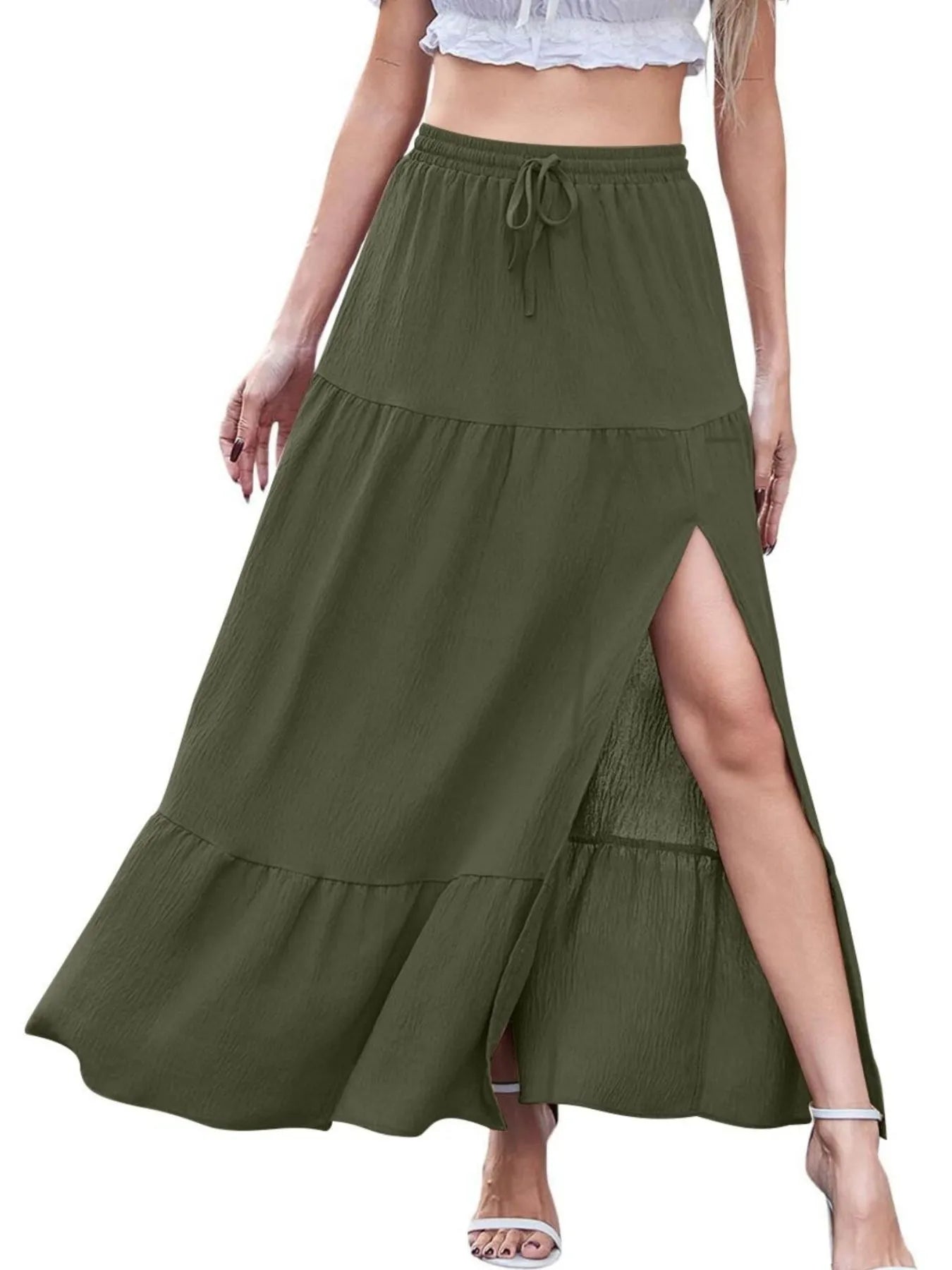 Full Size Slit Maxi Skirt Plus Size - cas7m
