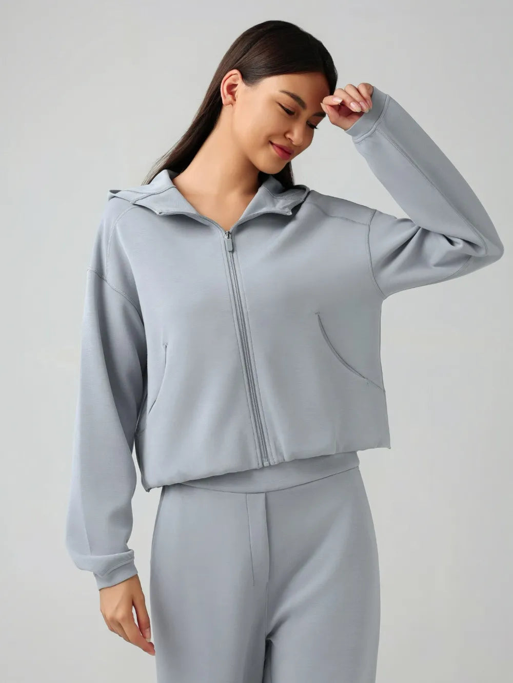Millennia Zip Up Dropped Shouder Active Hooded - cas7m