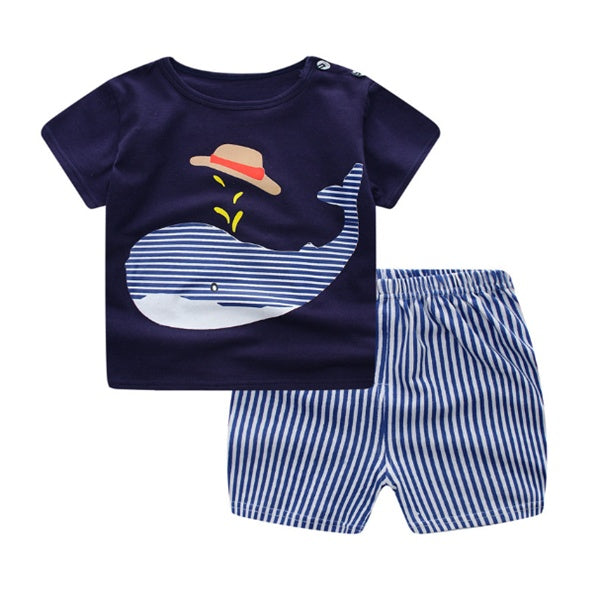 Cartoon Clothing Baby Boy Summer Clothes T-shirt Baby Girl Casual Clothing Sets - cas7m