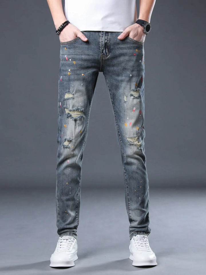 Men's Distressed Slim Fit Jeans - cas7m
