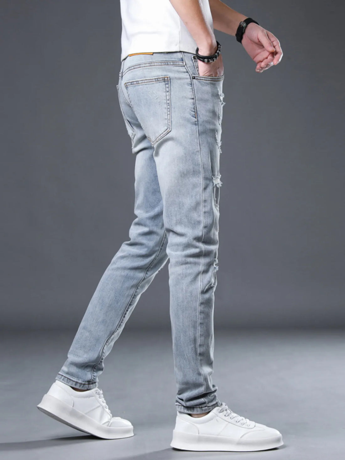 Men's Distressed Slim Fit Jeans - cas7m