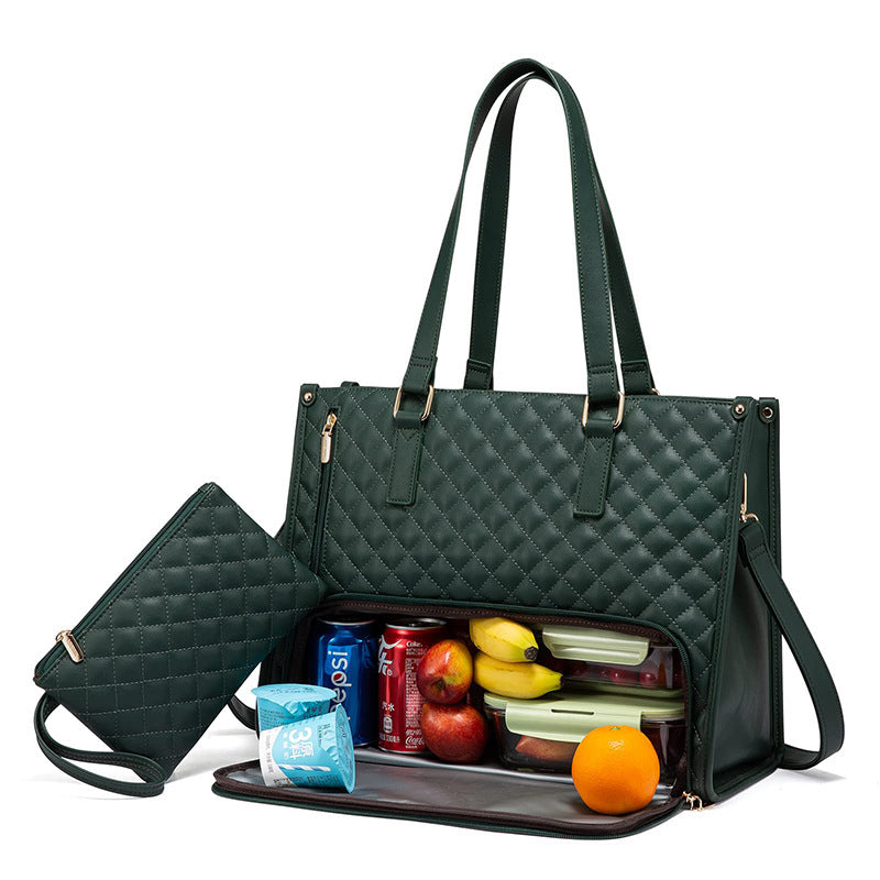 Versatile Quilted 2-in-1 Women's Laptop & Lunch Bag Set - cas7m