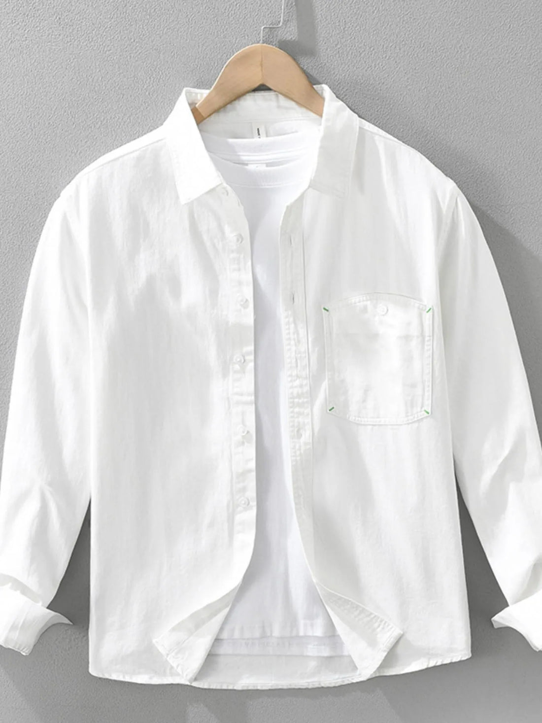 Men's Plus Size Button Up Long Sleeve Shirt - cas7m