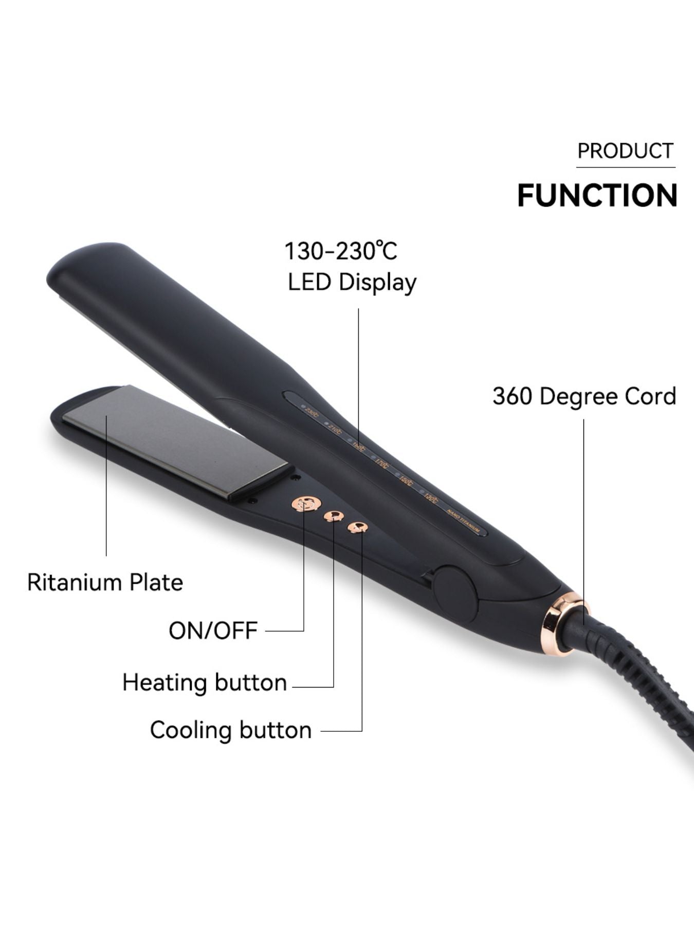 Adjustable Temperature Hair Straightener - cas7m
