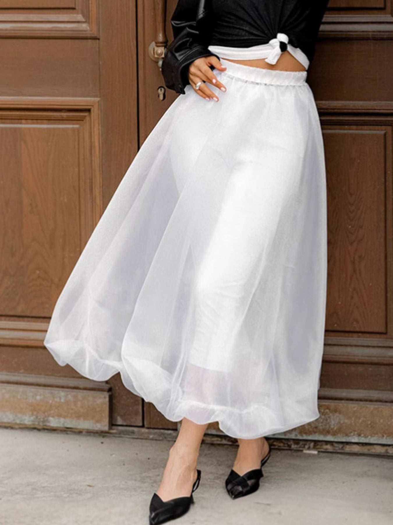 Elastic Waist Flowy Skirt - cas7m