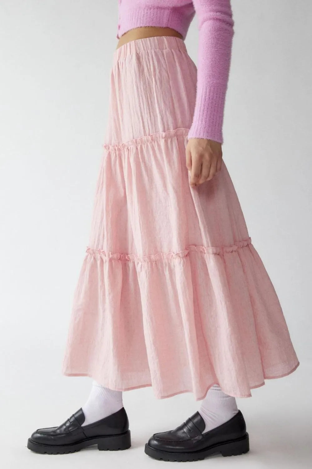 Frill Elastic Waist Skirt - cas7m