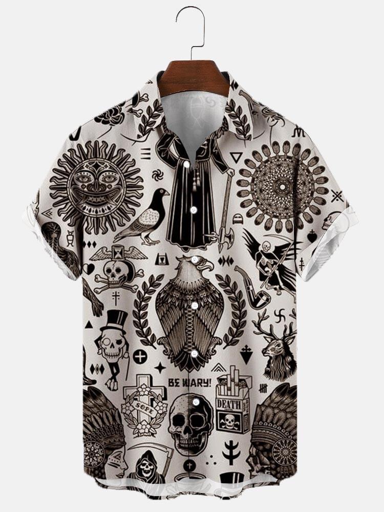 Men's Large Size 3D Digital Printed Short Sleeve Shirt - cas7m