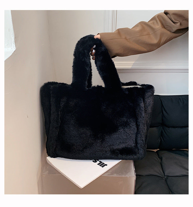 Winter Bags Chain Plush Handbag Totes Women Shoulder Bag - cas7m