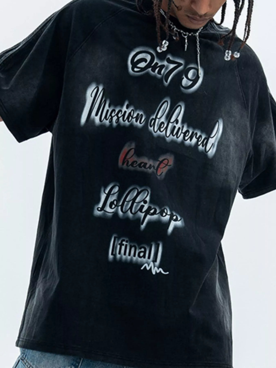 Men's Letter Round Neck Oversized T-Shirt - cas7m