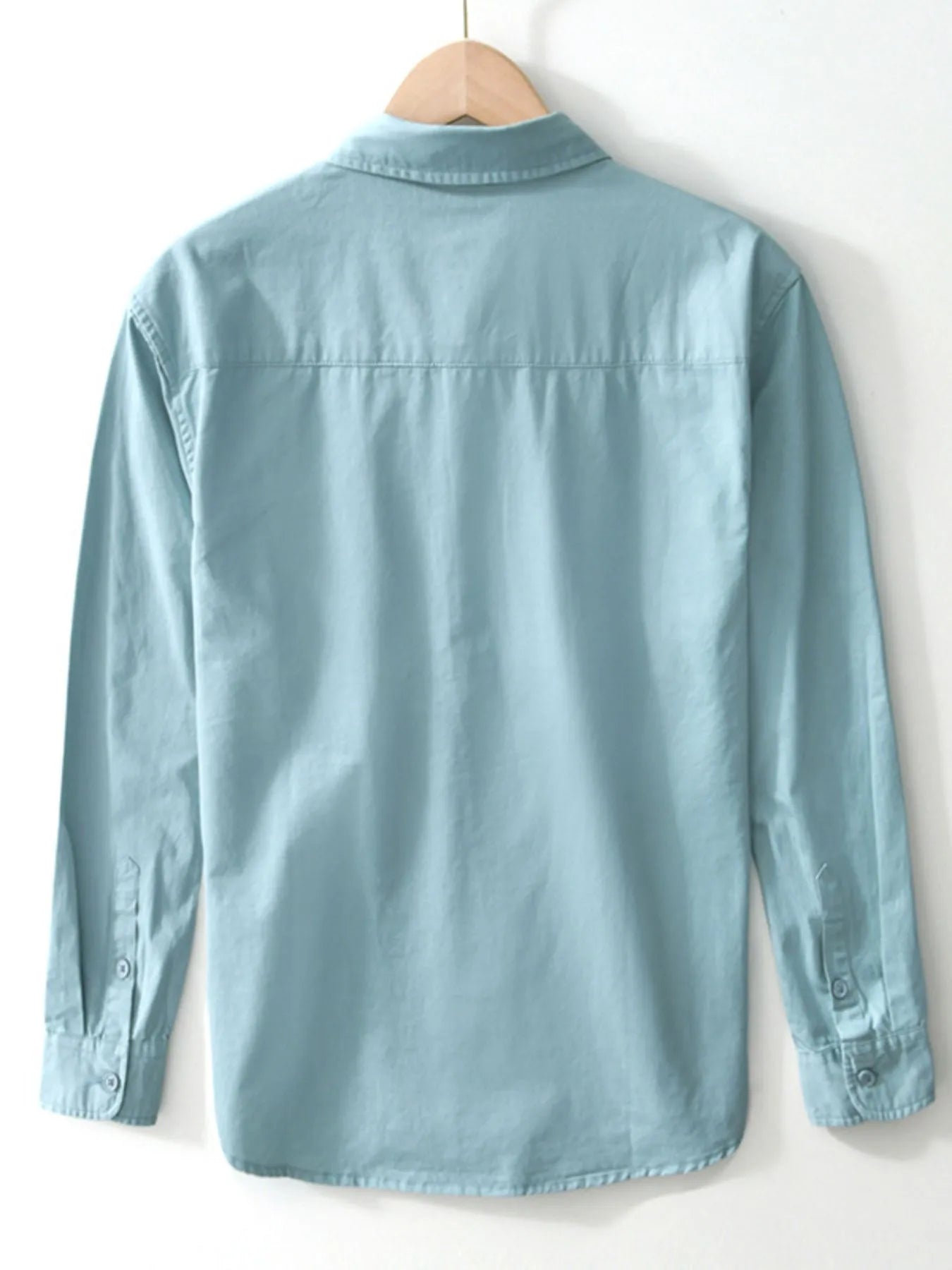 Men's Plus Size Button Up Long Sleeve Shirt - cas7m