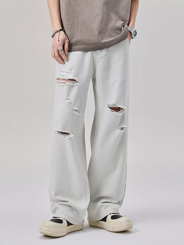 Men's Distressed Wide Leg Jeans - cas7m