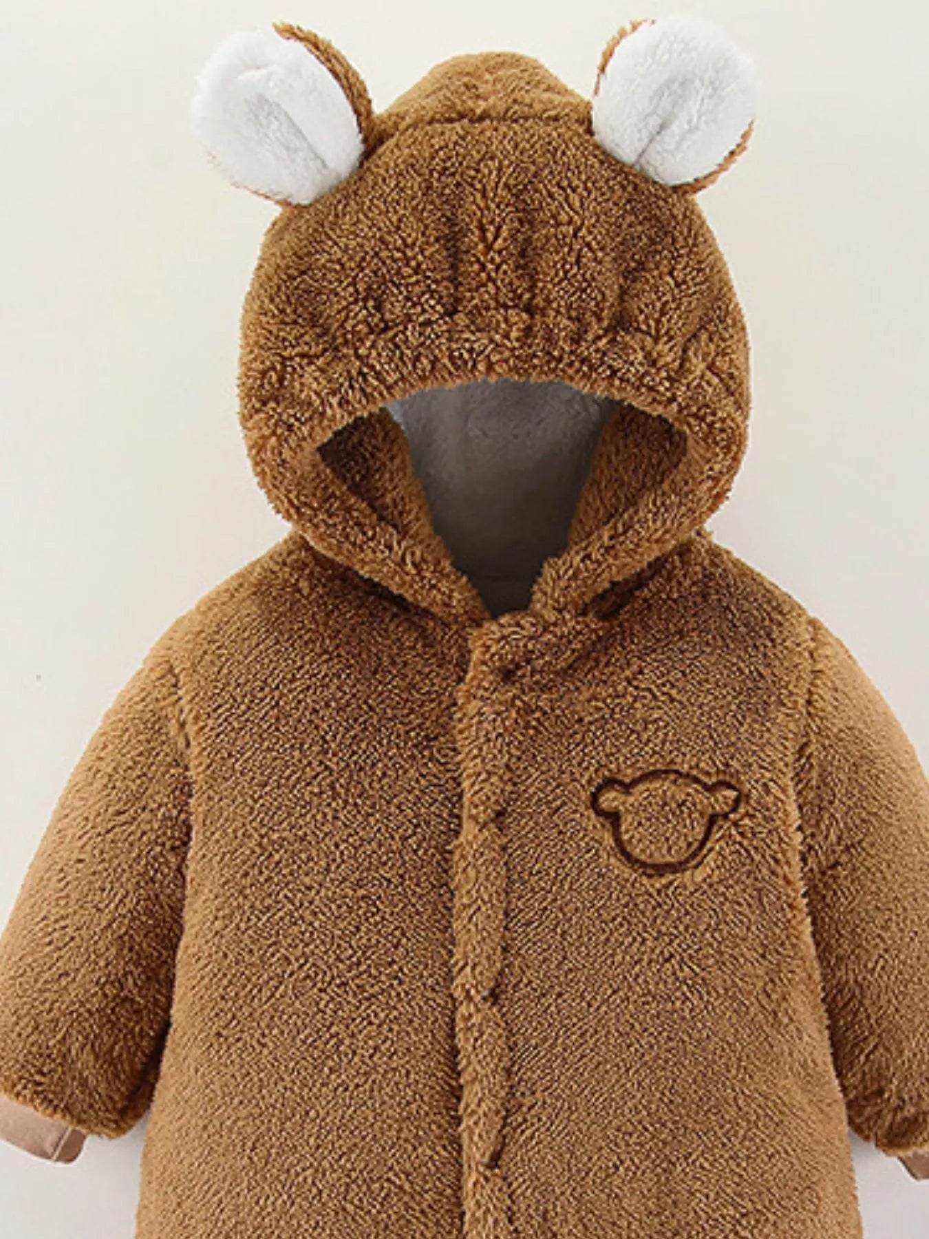 Children's Cozy Bear Hooded Fleece One-Piece - cas7m