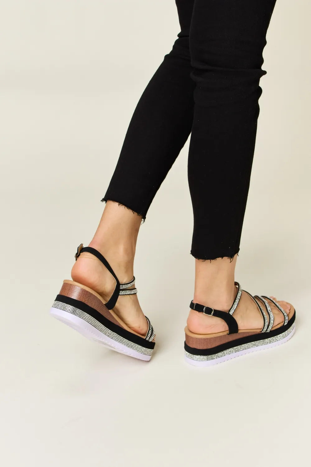 Forever Link Rhinestone Strappy Wedge Sandals - cas7m