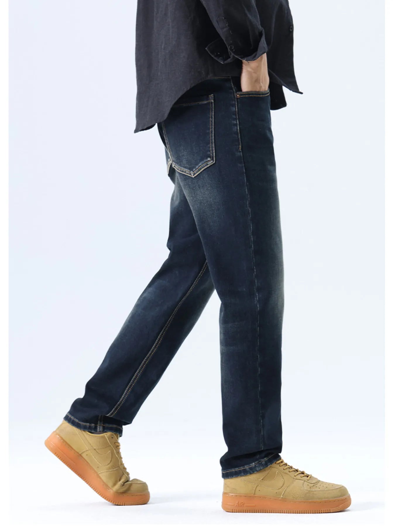 Men's Straight Leg Washed Jeans - cas7m
