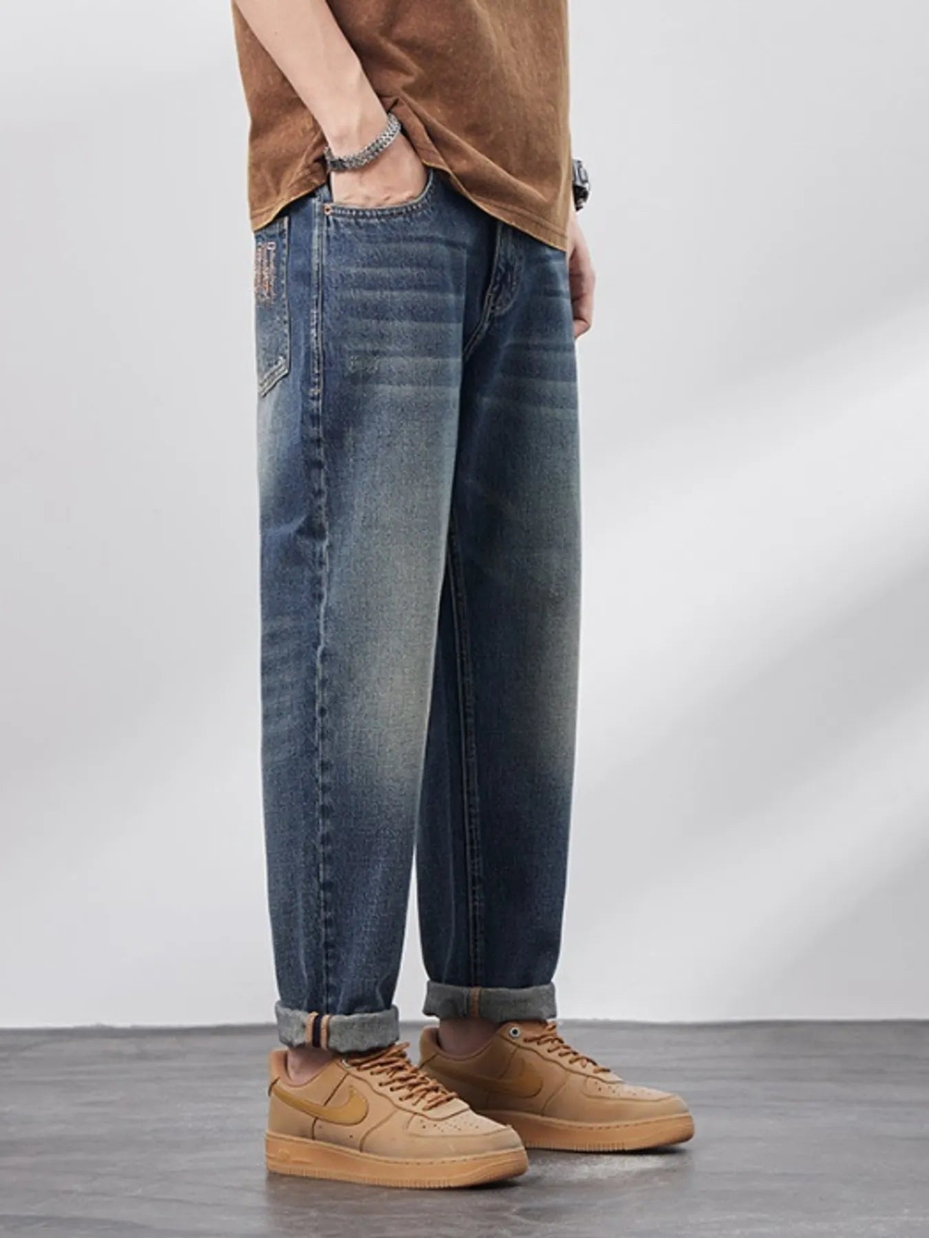Men's Relaxed Fit Wash Jeans - cas7m