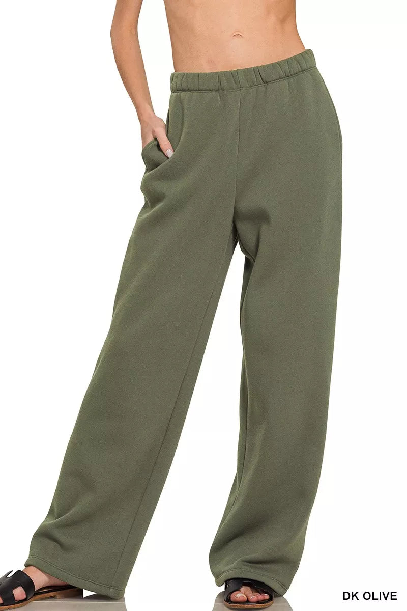 Zenana Fleece Sweatpant with Pockets - cas7m