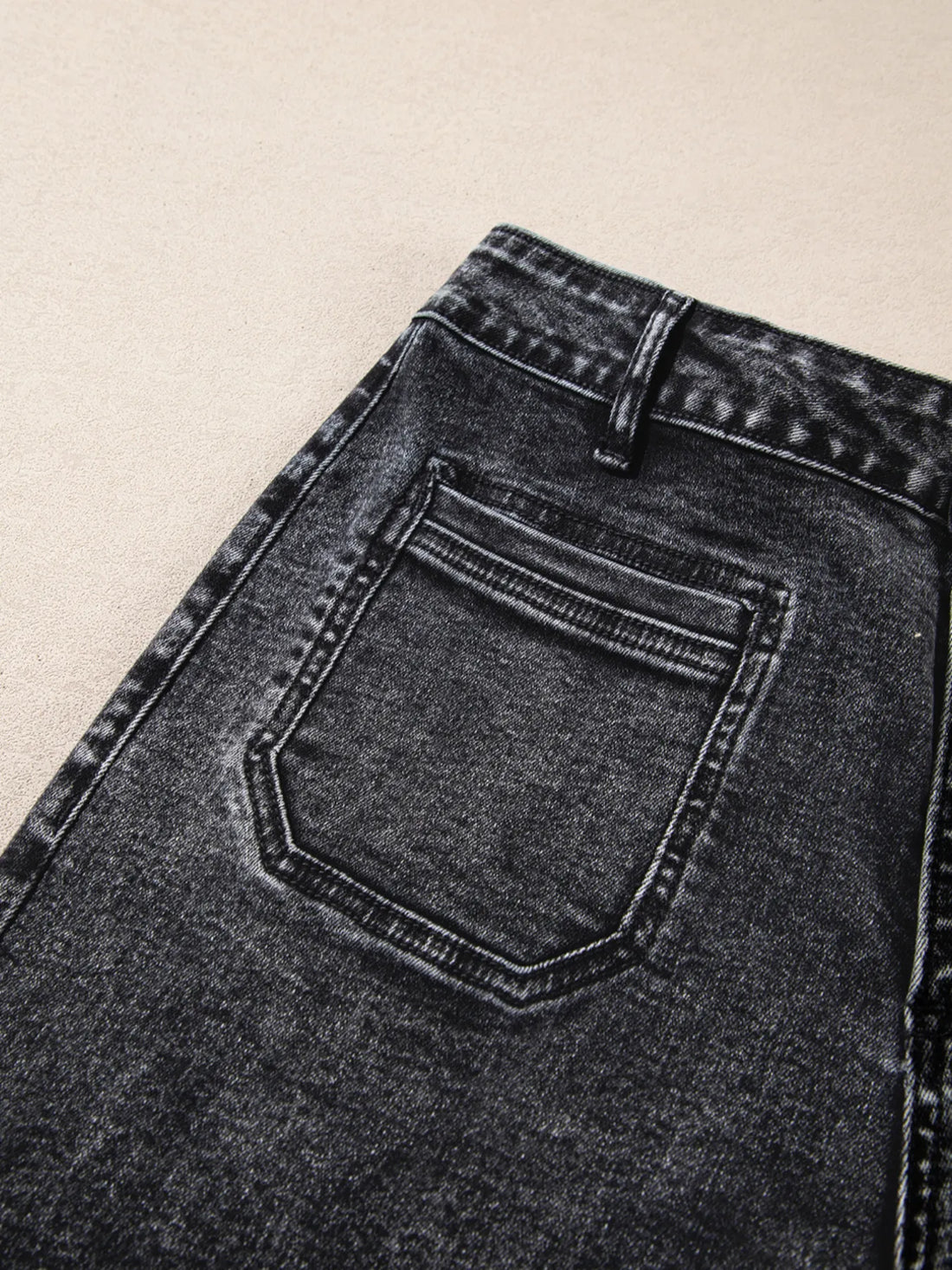 High-Waisted Wide Leg Washed Jeans - cas7m