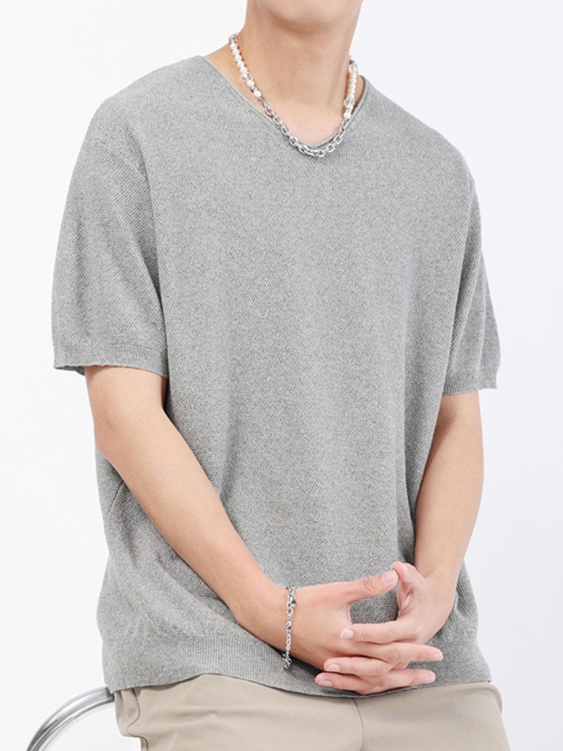 Men's Plus Size Casual Knit Short Sleeve T-Shirt - cas7m