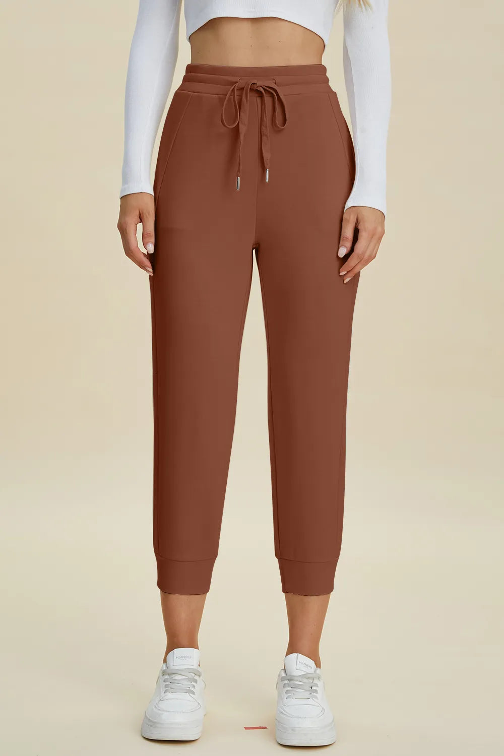 Basic Bae Full Size Air Scuba Drawstring High Waist Cropped Pants - cas7m