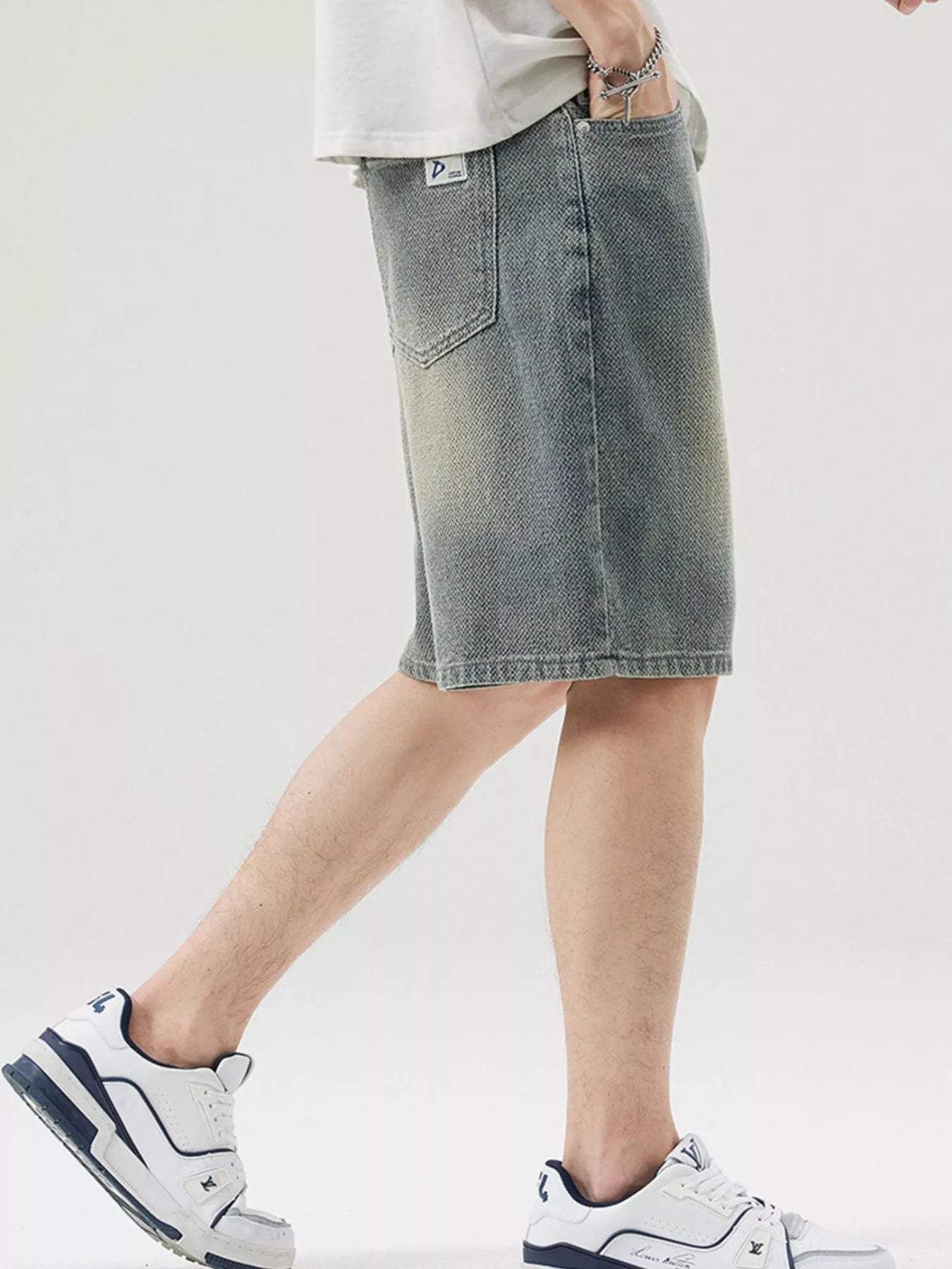 Men's Wide Leg Denim Shorts - cas7m