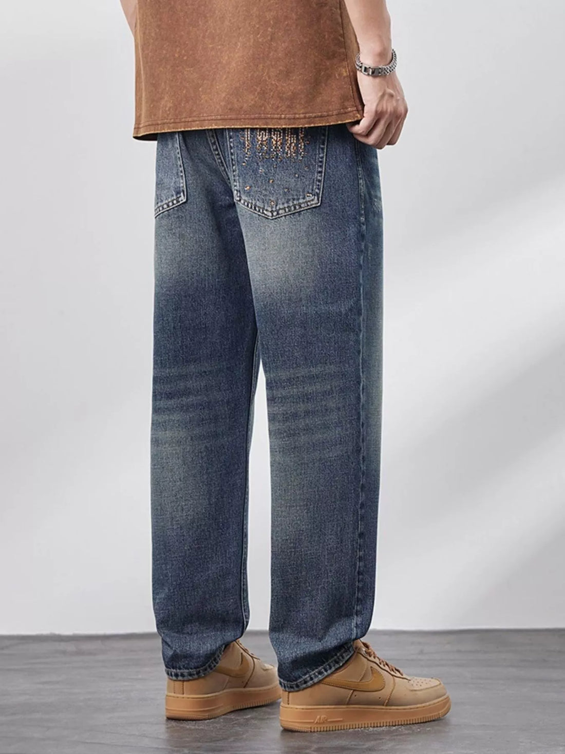 Men's Relaxed Fit Wash Jeans - cas7m