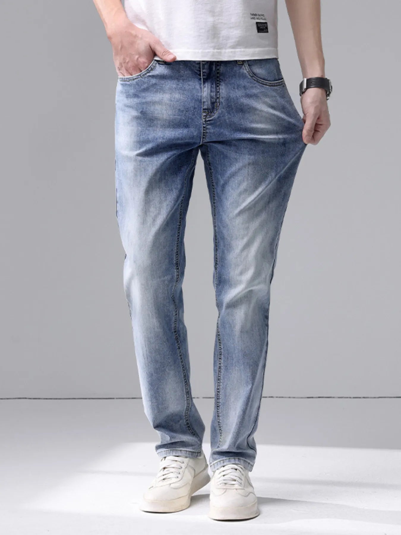Men's Washed Slim Fit Jeans - cas7m
